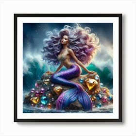 Mermaid With Jewels Art Print