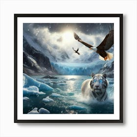 White Tiger In The Ice 1 Art Print