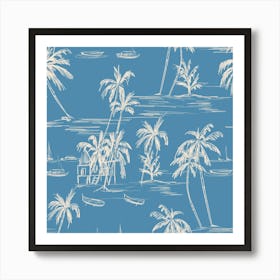 Beach Pattern Blue Navy Art Print