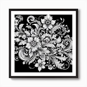 Ornate Floral Pattern 3 Art Print