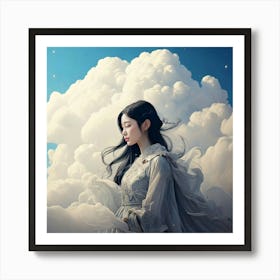 Firefly Girl, Clouds, Ethereal, Dreamy, Surreal, Airy, Mystical, Celestial, Fantasy, Delicate, Grace (10) Art Print