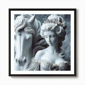Lady And The Horse Art Print