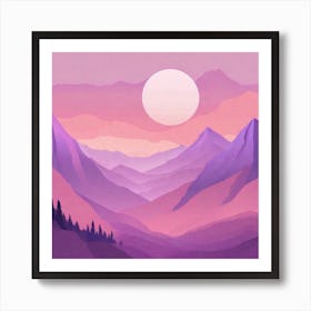 Misty mountains background in purple tone 107 Art Print