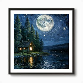 Night By The Lake Art Print