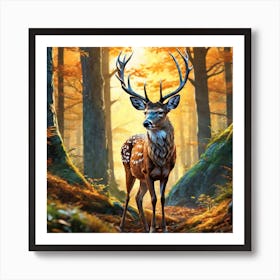 Deer In The Forest 135 Art Print
