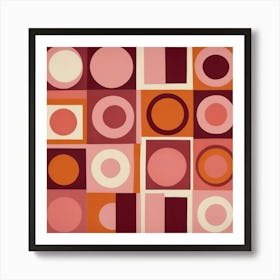 Mid Century Circles And Squares In Pink Orange And Bur 3 Art Print