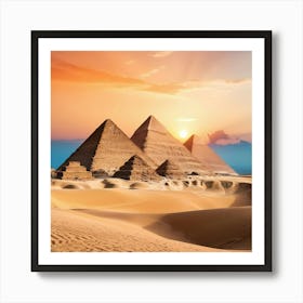 Egyptian Pyramids At Sunset Art Print