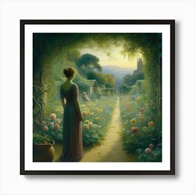 Woman In A Garden 2 Art Print