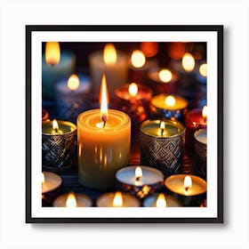 Candles On A Table 2 Art Print