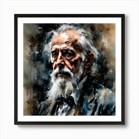 Old Gentleman Standing In The Darkness Art Print