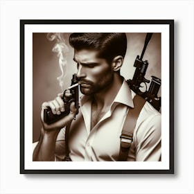 Secret Agent Templar 2/4 (spy mission impossible bond mi5 assassin action movie gun smoking cigarette alpha hunt mif bourne ryan) Art Print