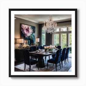 700563 Elegant Dining Room With Crystal Chandelier, Dark Xl 1024 V1 0 Art Print