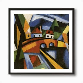 Bridge over the river surrounded by houses 15 Art Print