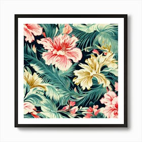 Tropical Floral Pattern, Ruffled Hem And Floral Liberty Print Palm Print Viscose Art Print