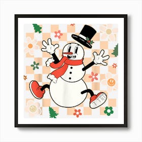 Snowman Groovy Retro Christmas Xmas Happy Holiday Boy Girl Art Print