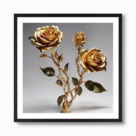 Dreamshaper V7 A Twisted Golden Rose With A Stem And Leaves Th 3 Art Print