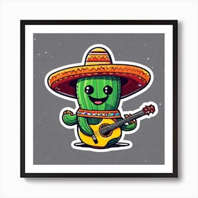 Cactus Playing Guitar 7 Art Print