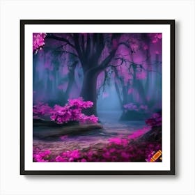 Craiyon 221255 Fairy Forest With Warm Ambience In Fantasy World With Pink Flowers Art Print