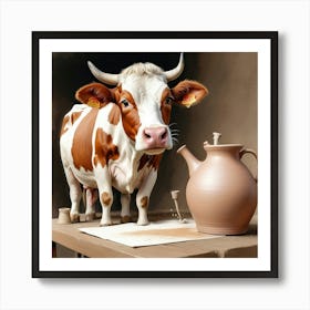 Cow In A Pot 1 Art Print