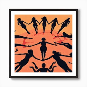 Silhouettes Of Women Art Print