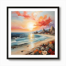 Sunset On The Beach Art Print