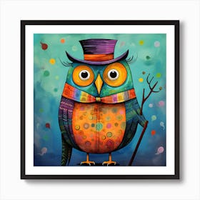 Owl With A Hat Art Print