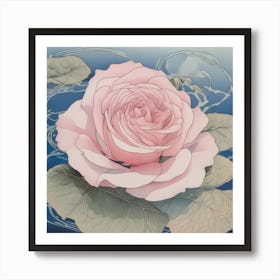 Pink Rose on a Lilly Art Print