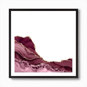 Burgundy & Gold Agate Texture 23 Art Print