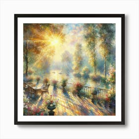 mpressionist Abstract Painting: Captivating Brushwork, Morning Rays, and Fantasy Atmosphere by Greg Rutkowski Art Print