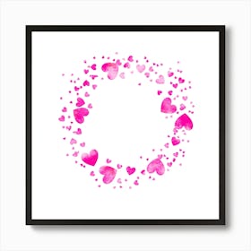 Pink Hearts In A Circle Poster