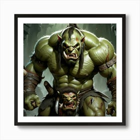 Orc Warrior Fantasy Brutal Savage Strong Aggressive Tribal Barbaric Fierce Monster Green (1) Art Print