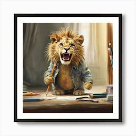 Lion Drawing 9 Art Print