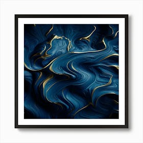 Abstract Blue And Gold Swirls Art Print