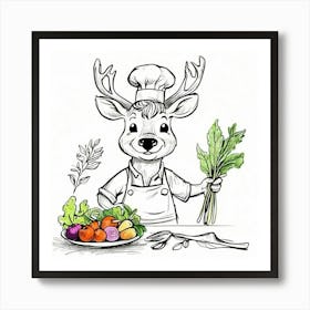 Chef Deer 15 Art Print