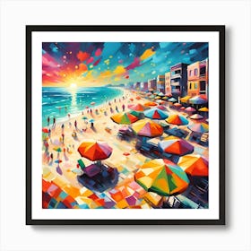 Beach Bliss, Resort Delights, And Vibrant Umbrellas Art Print