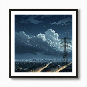 Cityscape At Night 1 Art Print