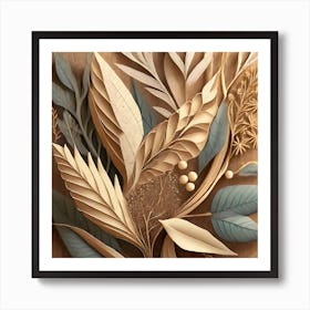 Firefly Beautiful Modern Detailed Botanical Rustic Wood Background Of Herbs And Spices; Illustration (3) Art Print