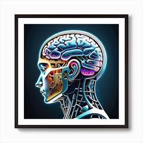 Human Brain With Artificial Intelligence 8 Art Print