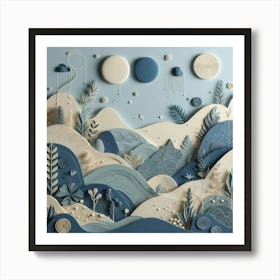 Abstract Landscape Of Plate Like Moons 2 Art Print