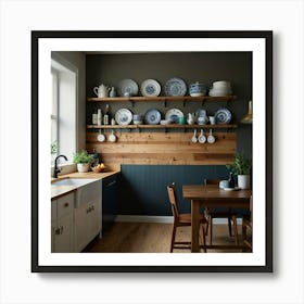 Blue And White Kitchen Art Print