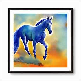 Blue Horse Wild Mustang Art Print