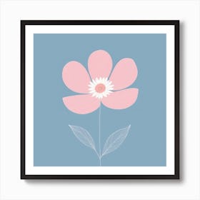 A White And Pink Flower In Minimalist Style Square Composition 308 Art Print