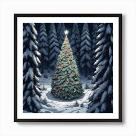 Christmas Tree In The Forest 51 Art Print