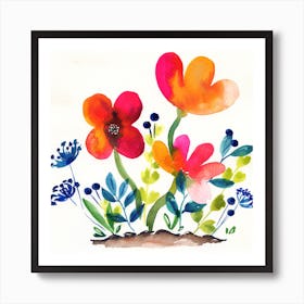 Watercolor Flowers in Spring Art Print