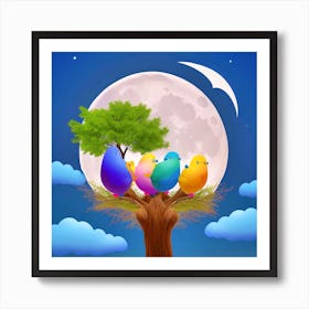 Birds On A Tree 6 Art Print