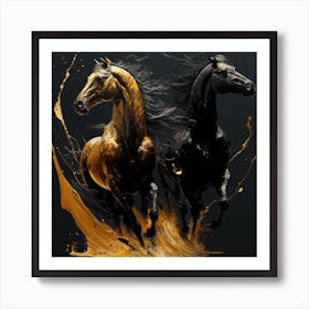 Golden Alliance, Horses Art Print