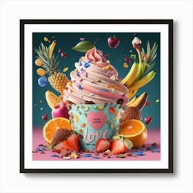 Create graphic design love cupcake illustration design 4 Art Print