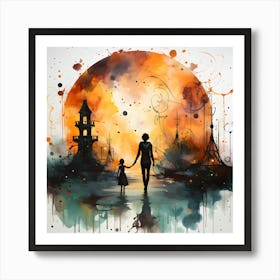 Moments Of Wonder Illustration Of Mother Child Magic Art Print