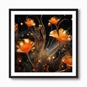 Golden Flowers Art Print