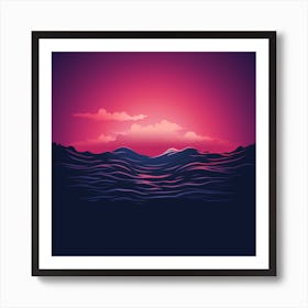 Sunset Over The Ocean Art Print